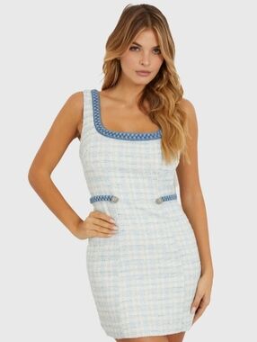 GUESS Tosca Braided Tweed Mini Dress | Size M